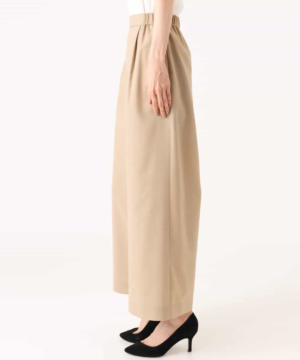 F1LGD56160 MK MICHEL KLEIN(小さいサイズ)(メゾン ドゥ サンク) 【小さいサイズ】[洗える]リネンライクストレッチ ストレートワイドパンツ ベージュ