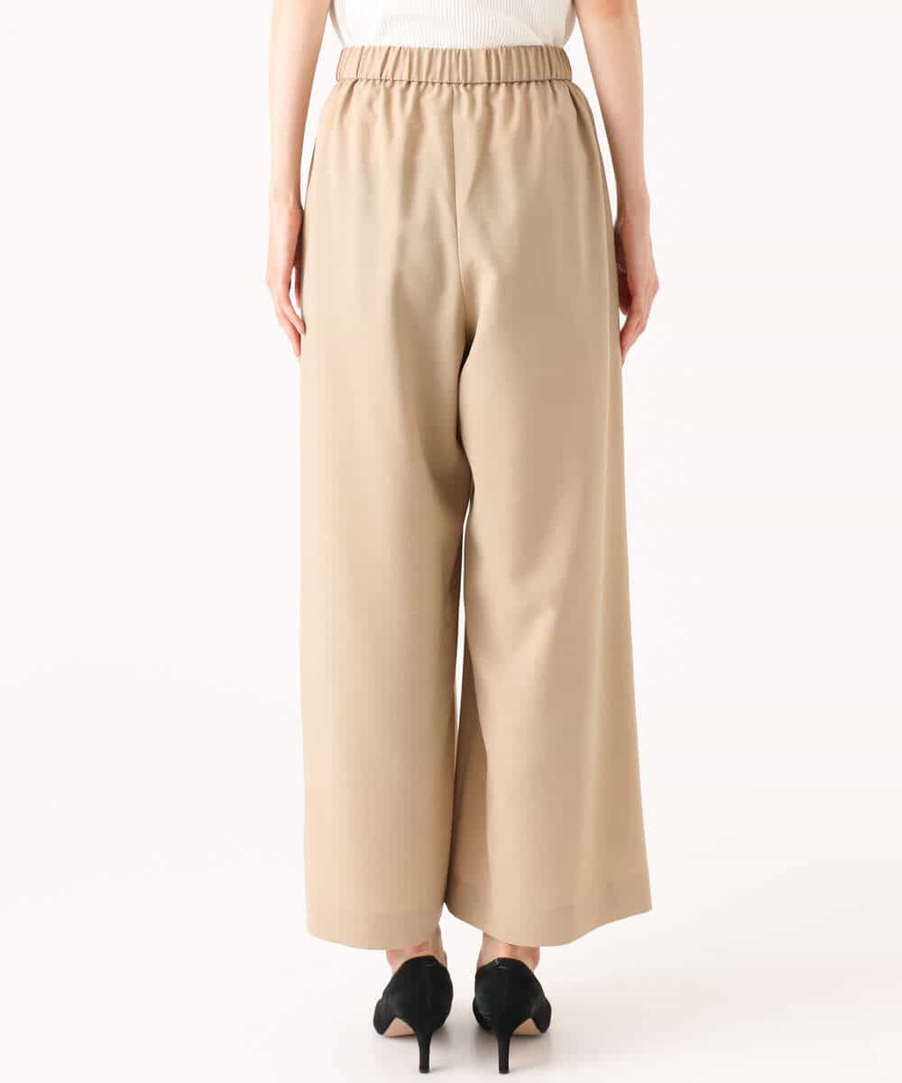 F1LGD56160 MK MICHEL KLEIN(小さいサイズ)(メゾン ドゥ サンク) 【小さいサイズ】[洗える]リネンライクストレッチ ストレートワイドパンツ ベージュ