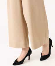 F1LGD56160 MK MICHEL KLEIN(小さいサイズ)(メゾン ドゥ サンク) 【小さいサイズ】[洗える]リネンライクストレッチ ストレートワイドパンツ ベージュ