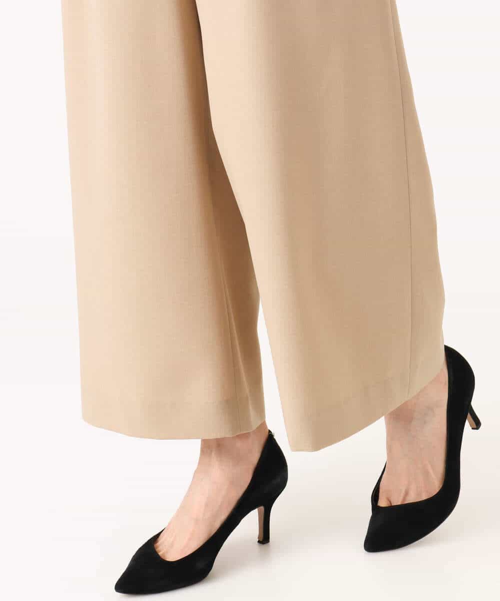 F1LGD56160 MK MICHEL KLEIN(小さいサイズ)(メゾン ドゥ サンク) 【小さいサイズ】[洗える]リネンライクストレッチ ストレートワイドパンツ ベージュ