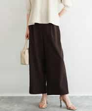 F1LGD56160 MK MICHEL KLEIN(小さいサイズ)(メゾン ドゥ サンク) 【小さいサイズ】[洗える]リネンライクストレッチ ストレートワイドパンツ ブラウン