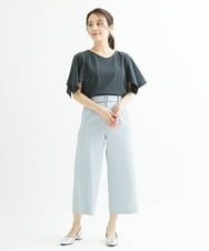F1LGP42140 MK MICHEL KLEIN(小さいサイズ)(メゾン ドゥ サンク) 【小さいサイズ/洗濯機で洗える】ドライタッチ ワイドパンツ ライトブルー