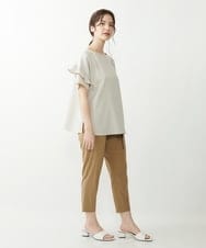 F1LGP52130 MK MICHEL KLEIN(小さいサイズ)(メゾン ドゥ サンク) 【小さいサイズ/洗える】リボンベルト付きテーパードパンツ キャメル