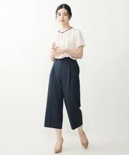 F1LGP56150 MK MICHEL KLEIN(小さいサイズ)(メゾン ドゥ サンク) 【小さいサイズ/Comfortシリーズ】リネンライクベーシックワイドパンツ ライトブルー