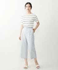 F1LGP56150 MK MICHEL KLEIN(小さいサイズ)(メゾン ドゥ サンク) 【小さいサイズ/Comfortシリーズ】リネンライクベーシックワイドパンツ ライトブルー