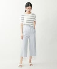 F1LGP56150 MK MICHEL KLEIN(小さいサイズ)(メゾン ドゥ サンク) 【小さいサイズ/Comfortシリーズ】リネンライクベーシックワイドパンツ ライトブルー