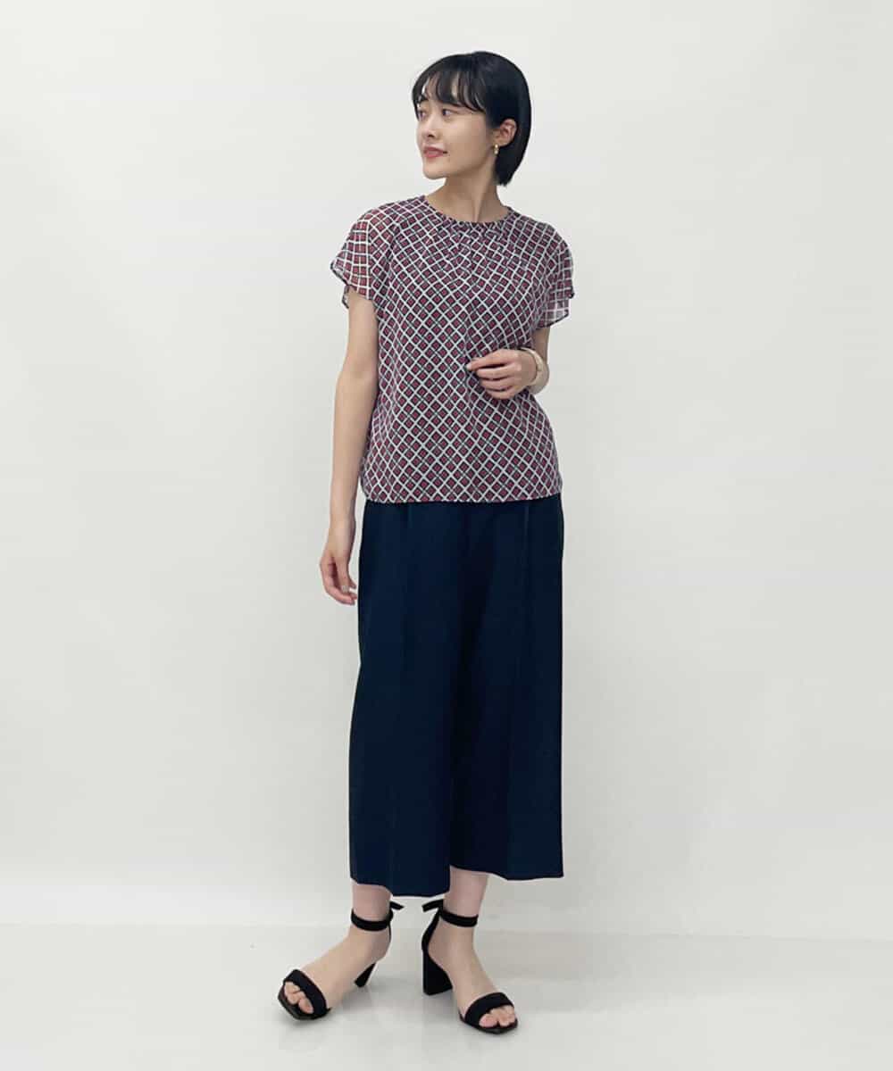 F1LGP56150 MK MICHEL KLEIN(小さいサイズ)(メゾン ドゥ サンク) 【小さいサイズ/Comfortシリーズ】リネンライクベーシックワイドパンツ ライトブルー