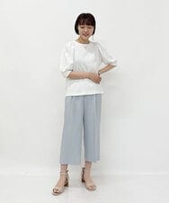 F1LGP56150 MK MICHEL KLEIN(小さいサイズ)(メゾン ドゥ サンク) 【小さいサイズ/Comfortシリーズ】リネンライクベーシックワイドパンツ ライトブルー
