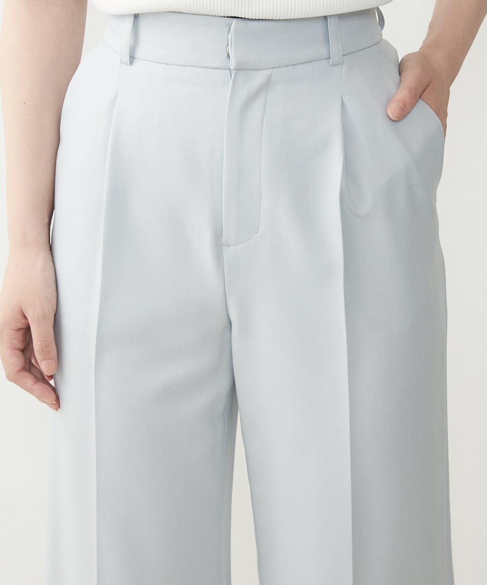 F1LGP56150 MK MICHEL KLEIN(小さいサイズ)(メゾン ドゥ サンク) 【小さいサイズ/Comfortシリーズ】リネンライクベーシックワイドパンツ ライトブルー