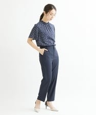F1LGS14130 MK MICHEL KLEIN(小さいサイズ)(メゾン ドゥ サンク) 【小さいサイズ】リネンライクテーパードパンツ/洗える ネイビー