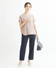 F1LGS14130 MK MICHEL KLEIN(小さいサイズ)(メゾン ドゥ サンク) 【小さいサイズ】リネンライクテーパードパンツ/洗える ネイビー