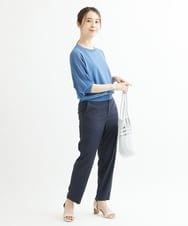 F1LGS14130 MK MICHEL KLEIN(小さいサイズ)(メゾン ドゥ サンク) 【小さいサイズ】リネンライクテーパードパンツ/洗える ネイビー