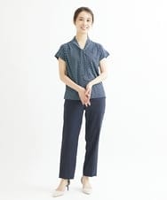 F1LGS14130 MK MICHEL KLEIN(小さいサイズ)(メゾン ドゥ サンク) 【小さいサイズ】リネンライクテーパードパンツ/洗える ネイビー