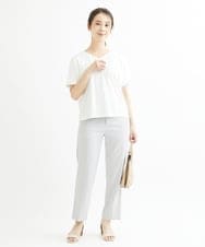 F1LGS14130 MK MICHEL KLEIN(小さいサイズ)(メゾン ドゥ サンク) 【小さいサイズ】リネンライクテーパードパンツ/洗える ネイビー