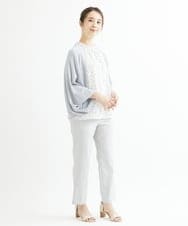 F1LGS14130 MK MICHEL KLEIN(小さいサイズ)(メゾン ドゥ サンク) 【小さいサイズ】リネンライクテーパードパンツ/洗える ネイビー