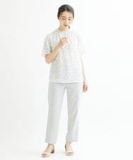 F1LGS14130 MK MICHEL KLEIN(小さいサイズ)(メゾン ドゥ サンク) 【小さいサイズ】リネンライクテーパードパンツ/洗える ネイビー
