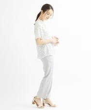 F1LGS14130 MK MICHEL KLEIN(小さいサイズ)(メゾン ドゥ サンク) 【小さいサイズ】リネンライクテーパードパンツ/洗える ネイビー