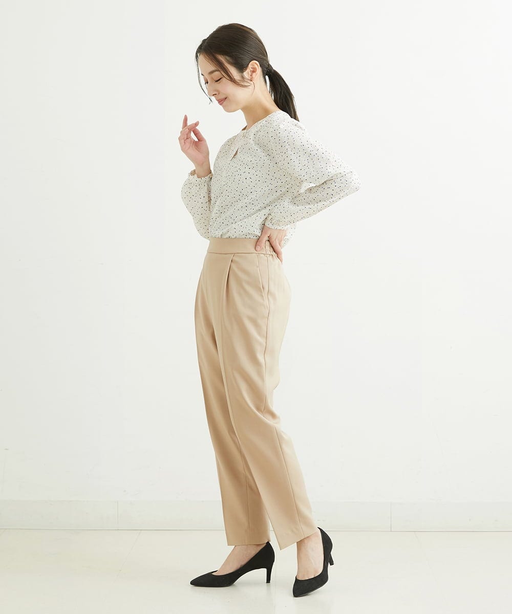 F1LGS36130 MK MICHEL KLEIN(小さいサイズ)(メゾン ドゥ サンク) 【小さいサイズ】リラックステーパードパンツ/洗える ベージュ