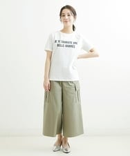 F1LGS40160 MK MICHEL KLEIN(小さいサイズ)(メゾン ドゥ サンク) 【小さいサイズ】カーゴガウチョパンツ/洗える グリーン