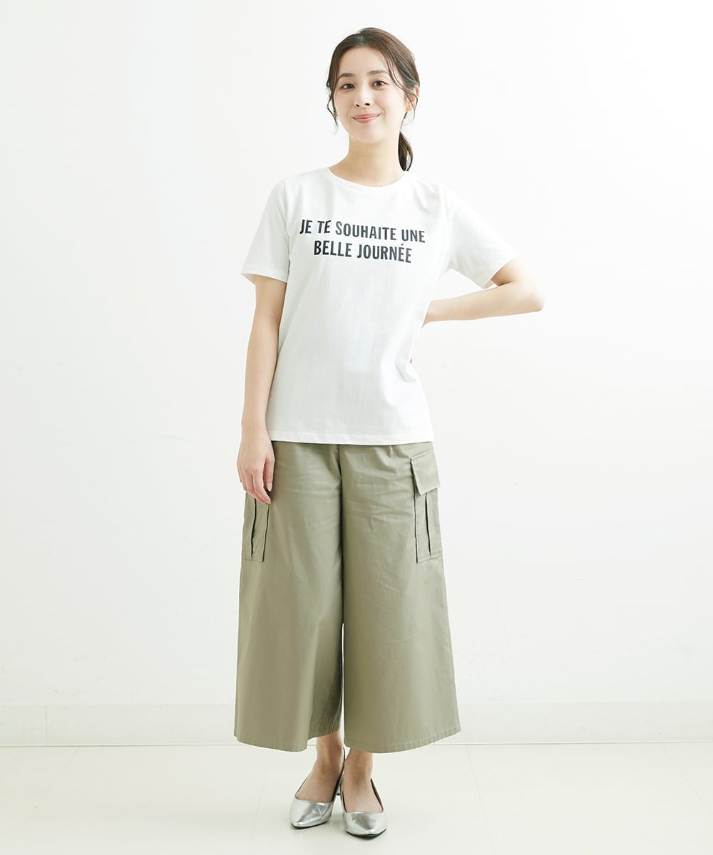 F1LGS40160 MK MICHEL KLEIN(小さいサイズ)(メゾン ドゥ サンク) 【小さいサイズ】カーゴガウチョパンツ/洗える グリーン