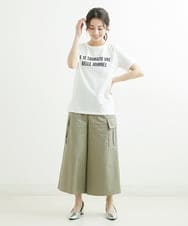 F1LGS40160 MK MICHEL KLEIN(小さいサイズ)(メゾン ドゥ サンク) 【小さいサイズ】カーゴガウチョパンツ/洗える グリーン
