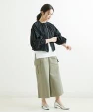 F1LGS40160 MK MICHEL KLEIN(小さいサイズ)(メゾン ドゥ サンク) 【小さいサイズ】カーゴガウチョパンツ/洗える グリーン