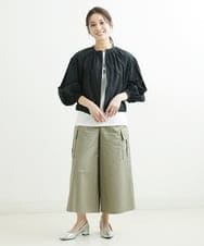 F1LGS40160 MK MICHEL KLEIN(小さいサイズ)(メゾン ドゥ サンク) 【小さいサイズ】カーゴガウチョパンツ/洗える グリーン