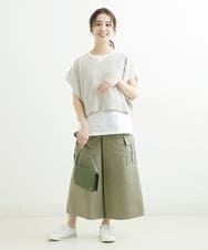 F1LGS40160 MK MICHEL KLEIN(小さいサイズ)(メゾン ドゥ サンク) 【小さいサイズ】カーゴガウチョパンツ/洗える グリーン