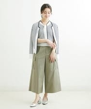 F1LGS40160 MK MICHEL KLEIN(小さいサイズ)(メゾン ドゥ サンク) 【小さいサイズ】カーゴガウチョパンツ/洗える グリーン