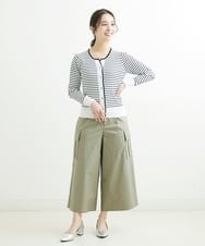 F1LGS40160 MK MICHEL KLEIN(小さいサイズ)(メゾン ドゥ サンク) 【小さいサイズ】カーゴガウチョパンツ/洗える グリーン