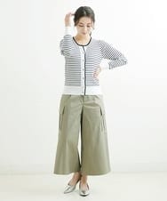 F1LGS40160 MK MICHEL KLEIN(小さいサイズ)(メゾン ドゥ サンク) 【小さいサイズ】カーゴガウチョパンツ/洗える グリーン