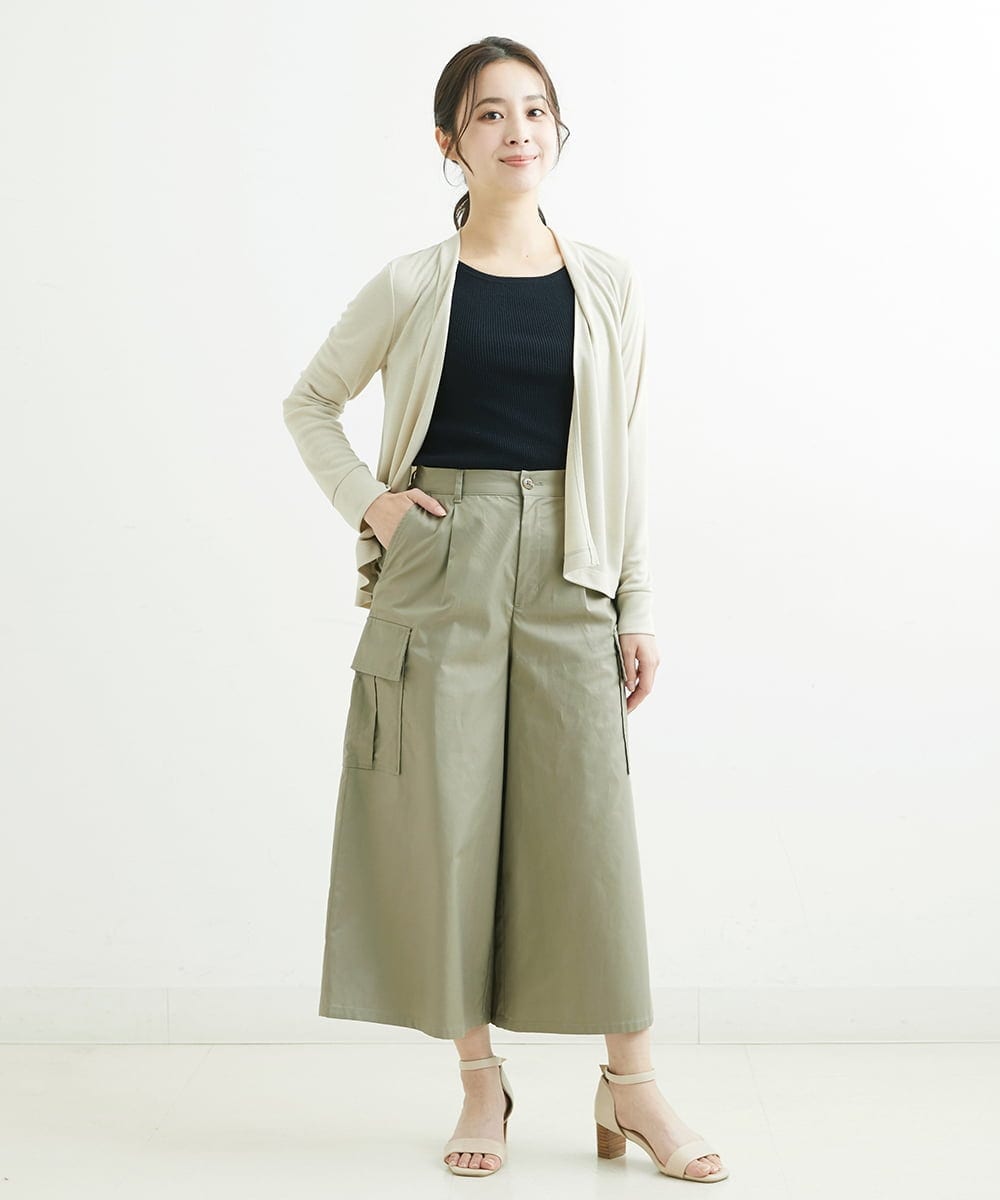 F1LGS40160 MK MICHEL KLEIN(小さいサイズ)(メゾン ドゥ サンク) 【小さいサイズ】カーゴガウチョパンツ/洗える グリーン