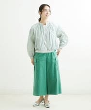 F1LGS40160 MK MICHEL KLEIN(小さいサイズ)(メゾン ドゥ サンク) 【小さいサイズ】カーゴガウチョパンツ/洗える グリーン
