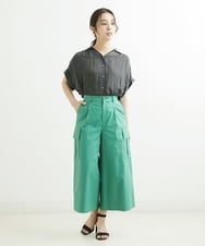 F1LGS40160 MK MICHEL KLEIN(小さいサイズ)(メゾン ドゥ サンク) 【小さいサイズ】カーゴガウチョパンツ/洗える グリーン