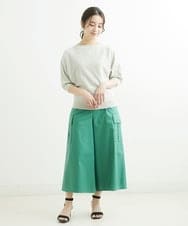 F1LGS40160 MK MICHEL KLEIN(小さいサイズ)(メゾン ドゥ サンク) 【小さいサイズ】カーゴガウチョパンツ/洗える グリーン