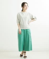 F1LGS40160 MK MICHEL KLEIN(小さいサイズ)(メゾン ドゥ サンク) 【小さいサイズ】カーゴガウチョパンツ/洗える グリーン