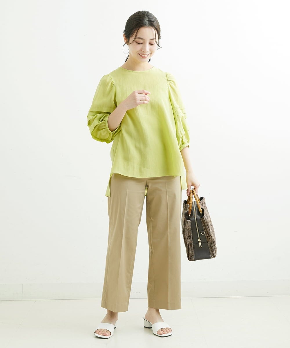 F1LGS46160 MK MICHEL KLEIN(小さいサイズ)(メゾン ドゥ サンク) 【小さいサイズ】ライトツイルストレートワイドパンツ ベージュ