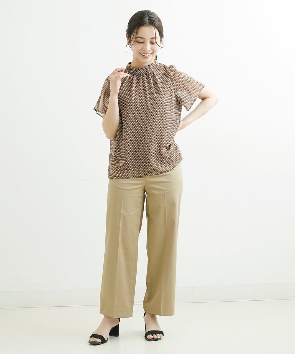 F1LGS46160 MK MICHEL KLEIN(小さいサイズ)(メゾン ドゥ サンク) 【小さいサイズ】ライトツイルストレートワイドパンツ ベージュ