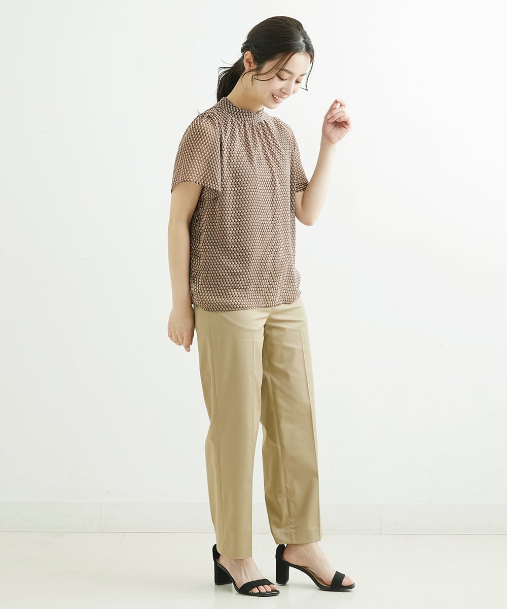 F1LGS46160 MK MICHEL KLEIN(小さいサイズ)(メゾン ドゥ サンク) 【小さいサイズ】ライトツイルストレートワイドパンツ ベージュ