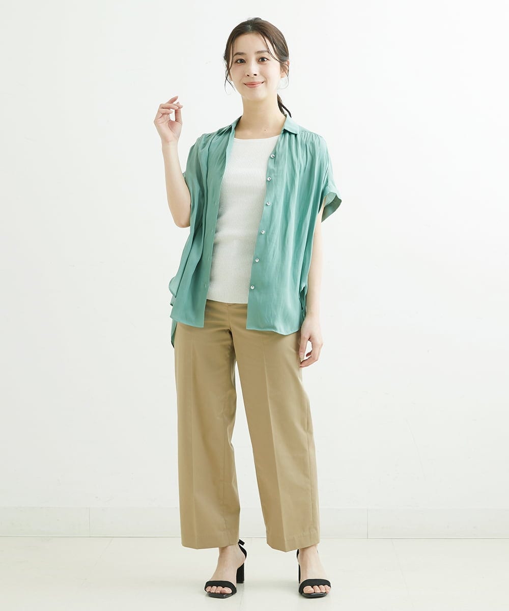 F1LGS46160 MK MICHEL KLEIN(小さいサイズ)(メゾン ドゥ サンク) 【小さいサイズ】ライトツイルストレートワイドパンツ ベージュ