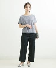F1LGS46160 MK MICHEL KLEIN(小さいサイズ)(メゾン ドゥ サンク) 【小さいサイズ】ライトツイルストレートワイドパンツ ベージュ