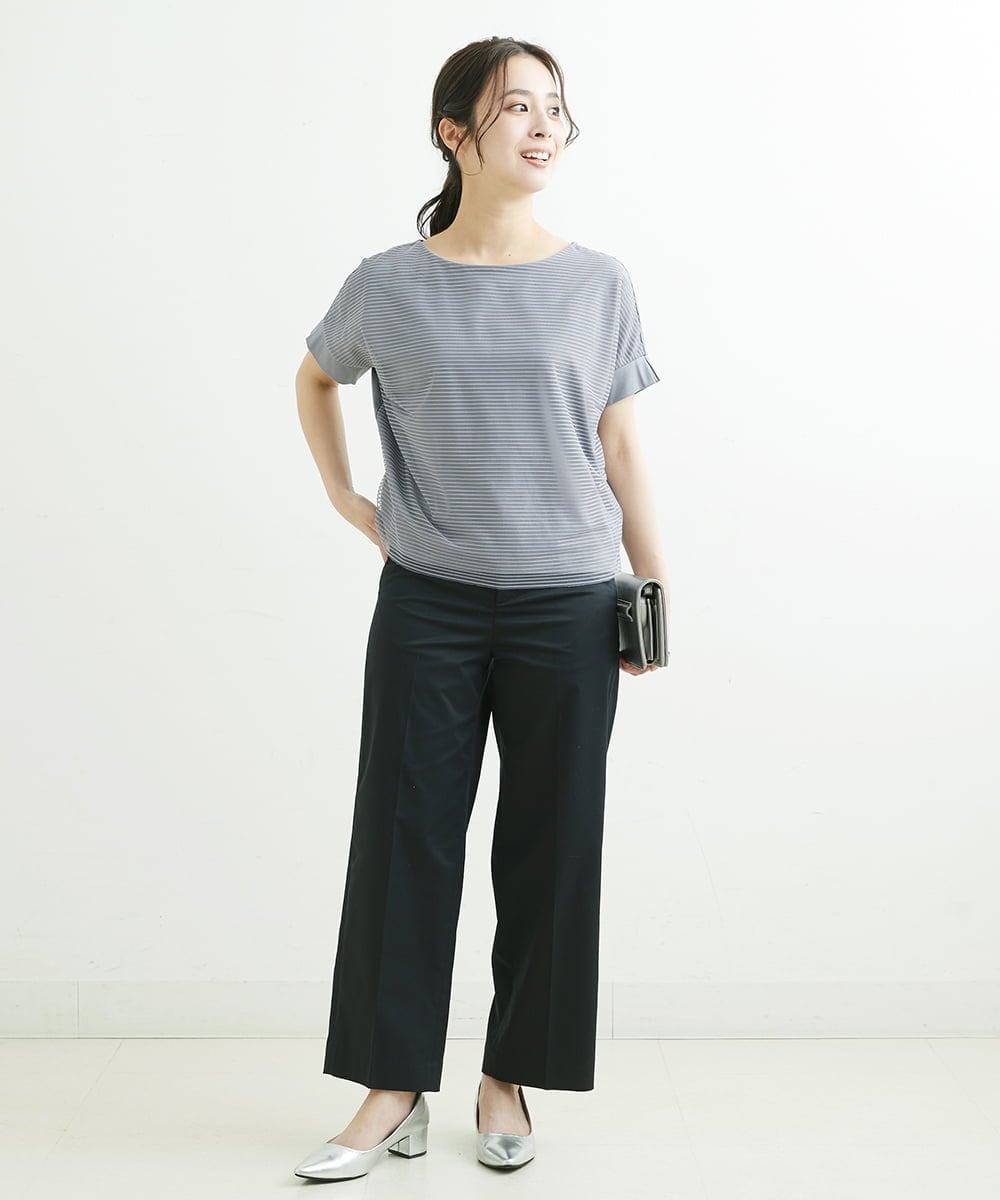 F1LGS46160 MK MICHEL KLEIN(小さいサイズ)(メゾン ドゥ サンク) 【小さいサイズ】ライトツイルストレートワイドパンツ ベージュ