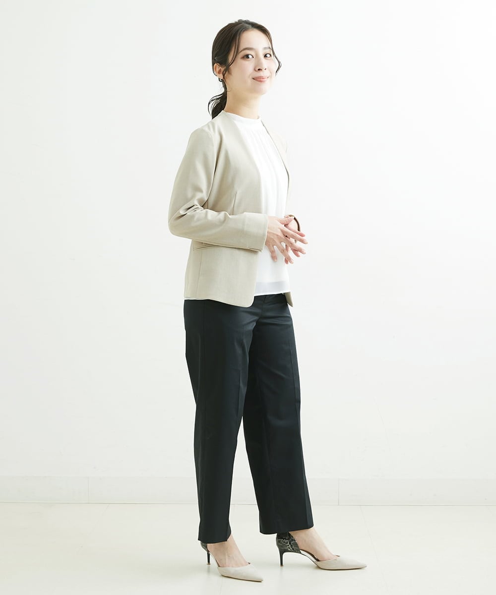 F1LGS46160 MK MICHEL KLEIN(小さいサイズ)(メゾン ドゥ サンク) 【小さいサイズ】ライトツイルストレートワイドパンツ ベージュ