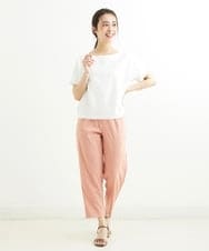 F1LGS53140 MK MICHEL KLEIN(小さいサイズ)(メゾン ドゥ サンク) 【小さいサイズ】ベルト付きテーパードパンツ/洗える サーモンピンク