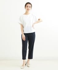 F1LGS53140 MK MICHEL KLEIN(小さいサイズ)(メゾン ドゥ サンク) 【小さいサイズ】ベルト付きテーパードパンツ/洗える サーモンピンク