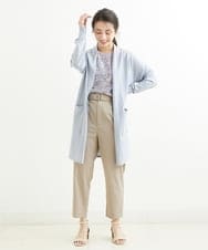 F1LGS53140 MK MICHEL KLEIN(小さいサイズ)(メゾン ドゥ サンク) 【小さいサイズ】ベルト付きテーパードパンツ/洗える サーモンピンク