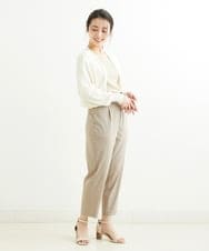F1LGS53140 MK MICHEL KLEIN(小さいサイズ)(メゾン ドゥ サンク) 【小さいサイズ】ベルト付きテーパードパンツ/洗える サーモンピンク