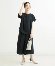 F1LGS66150 MK MICHEL KLEIN(小さいサイズ)(メゾン ドゥ サンク) 【小さいサイズ】プリーツデザインスカーチョ/洗える ブルー