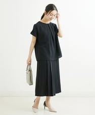F1LGS66150 MK MICHEL KLEIN(小さいサイズ)(メゾン ドゥ サンク) 【小さいサイズ】プリーツデザインスカーチョ/洗える ブルー