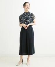 F1LGS66150 MK MICHEL KLEIN(小さいサイズ)(メゾン ドゥ サンク) 【小さいサイズ】プリーツデザインスカーチョ/洗える ブルー
